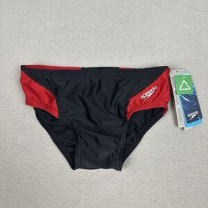 NEW Speedo Men's Size 28 Swimsuit Brief PowerFlex Eco Red Black $44